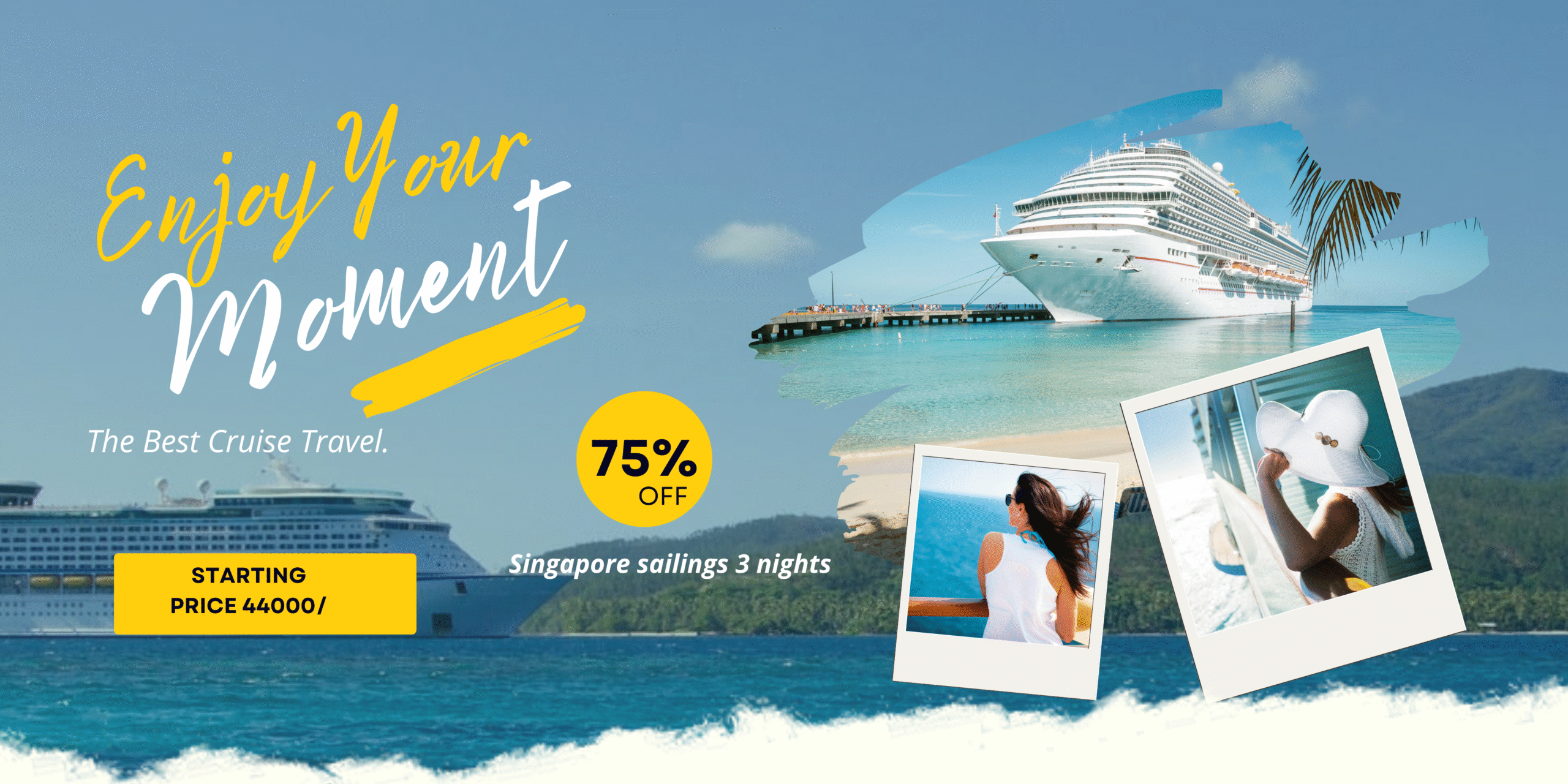 blue yellow modern minimalist travel promotion banner landscape